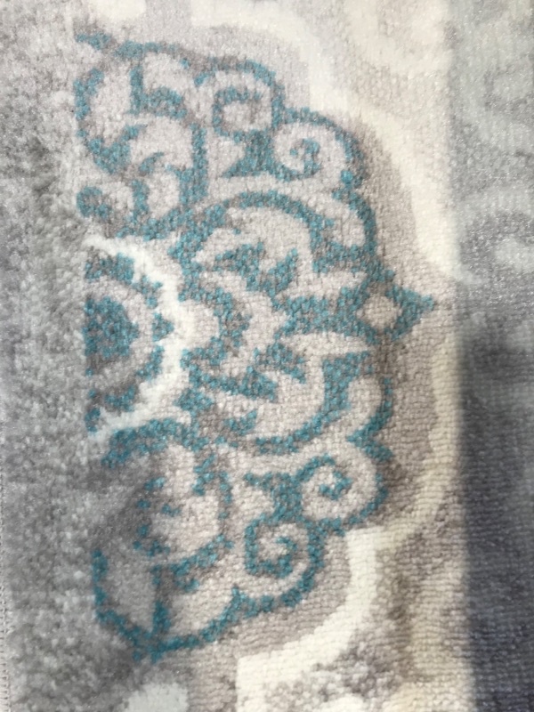 Photo 3 of **MINOR STAINING**Home Dynamix Boho Andorra Damask Area Rug, Gray/Aqua, 5'2"x7'2"