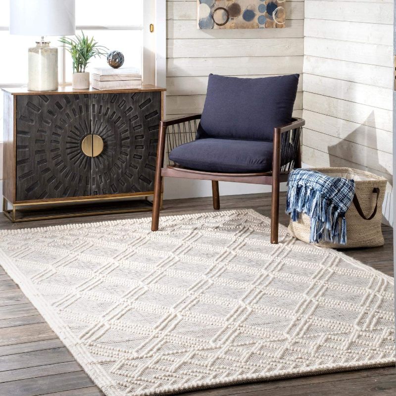 Photo 1 of **MINOR SHIPPING STAINS**nuLOOM Natti Contemporary Trellis Area Rug, 8' 6" x 11' 6", Beige
