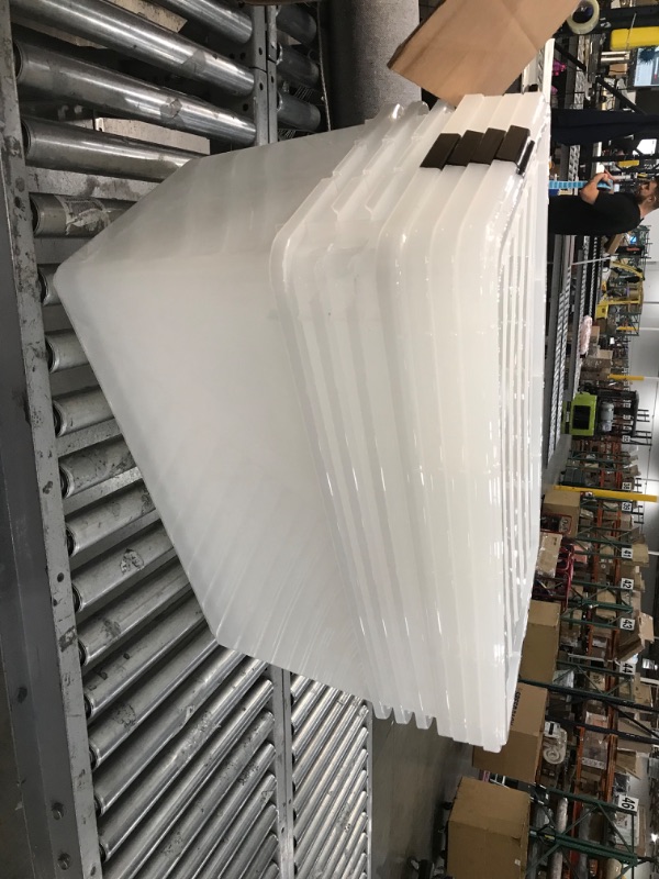 Photo 1 of Cracked Container Corners**IRIS USA 91 Quart Large Storage Bin Utility Tote Organizing Container Box with Buckle Down Lid for Clothes Storage, 4 Pack, Clear, Clear/Black (500184) h) 91 Qt. - 4 Pack