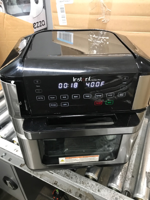 Photo 3 of **TESTED/ TURNS ON// TOP BROKEN** Instant Vortex Pro Air Fryer, 10 Quart, 9-in-1 Rotisserie and Convection Oven, From the Makers of Instant Pot with EvenCrisp Technology, App With Over 100 Recipes, 1500W, Stainless Steel 10QT Vortex Pro