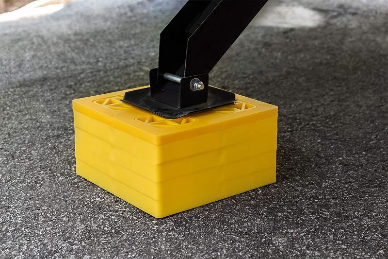 Photo 1 of ***MINOR CRACKS** Camco FasTen RV Leveling Blocks | Features a Durable Resin Construction, a Convenient Carrying Handle, and is Compatible with Single Wheel, Stabilizer Jacks, and More | 8.5-Inches x 8.5-Inches (21022)
