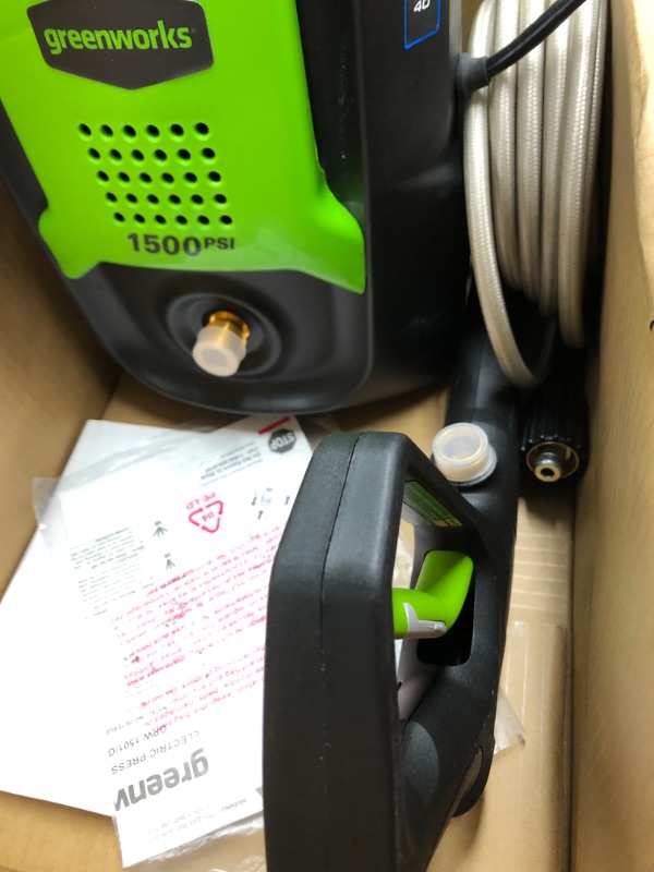 Photo 2 of 

Greenworks 1500 PSI 1.2 GPM Pressure Washer (Upright Hand-Carry) PWMA Certified