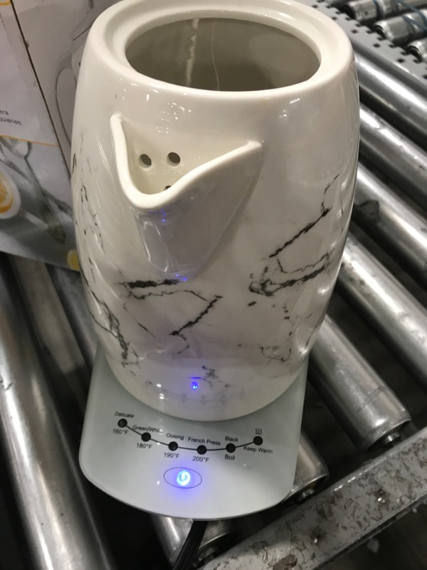 Photo 3 of **MISSING LID** BELLA 1.8 Liter Temperature Control Electric Ceramic Kettle with Digital Touch Interface, Automatic Shut Off & Detatchable Swivel Base, White Marble 1.8 LITER White Marble