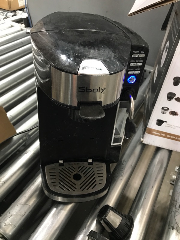 Photo 2 of **USED/POSSIBLE MISSING PARTS** 6-In-1 Coffee Maker with Auto Milk Frother, Single Serve Coffee, Tea, Latte and Cappuccino Machine, Compatible With Capsule & Ground Coffee, Compact Coffee Maker