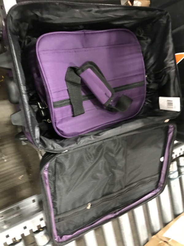 Photo 3 of **USED** Rockland Pasadena Softside Spinner Wheel Luggage, Purple, Carry-On 20-Inch Carry-On 20-Inch Purple