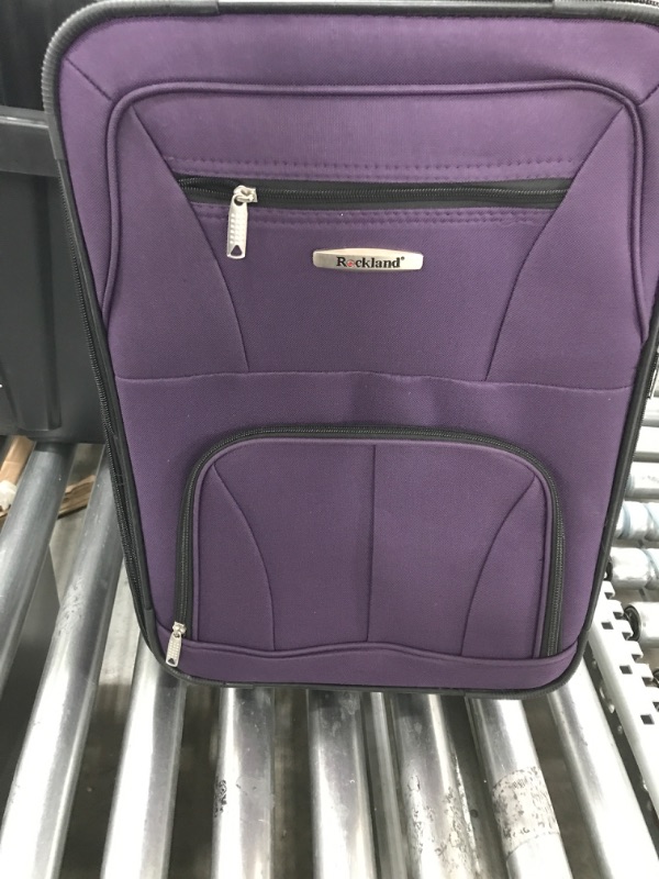 Photo 2 of **USED** Rockland Pasadena Softside Spinner Wheel Luggage, Purple, Carry-On 20-Inch Carry-On 20-Inch Purple