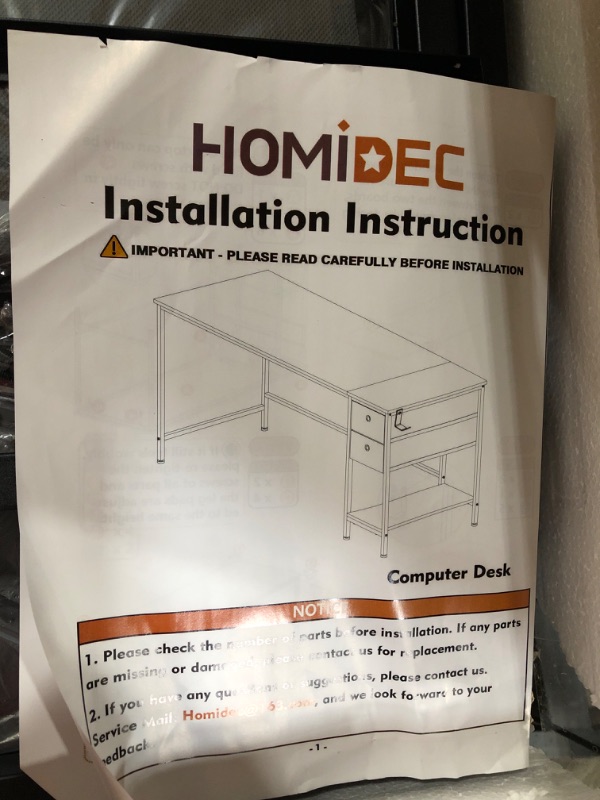 Photo 2 of HOMIDEC Office Desk, Computer Desk with Drawers 47" Study Writing Desks for Home with Storage Shelves, Desks & Workstations for Home Office Bedroom