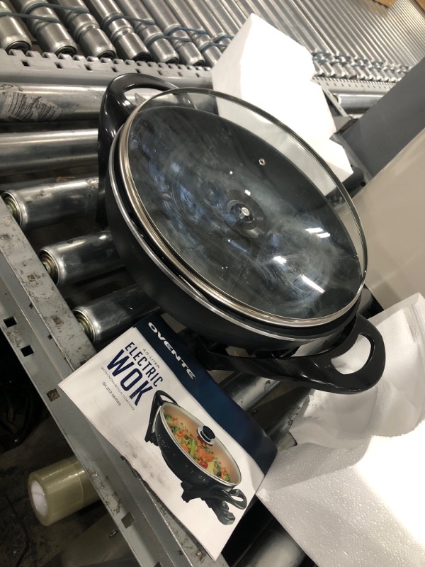 Photo 1 of 13 In. Black Non-Stick Electric Skillet with Aluminum Body Adjustable Temperature Controller Tempered Glass Cover