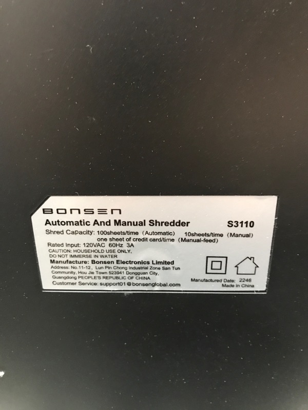 Photo 4 of BONSEN 100-Sheet Auto Feed Paper Shredder High Security Micro Cut Shredders for Home Office Use/ 30 Minutes/ Security Level P-4,6-Gallon Bin (S3110) 100-Sheet Autofeed