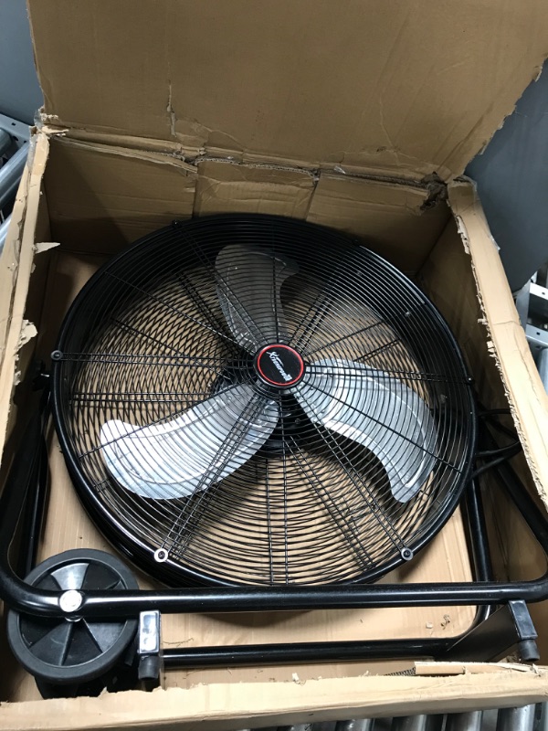 Photo 2 of XtremepowerUS 24" Industrial Fan High-Velocity Flow Floor Fan Rolling Drum Shop Fan Garage Adjustable Speed With Wheel, Black
