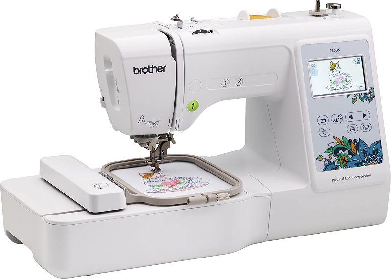 Photo 1 of Brother PE535 Embroidery Machine, 80 Built-in Designs, 4" x 4" Hoop Area, Large 3.2" LCD Touchscreen, USB Port, 9 Font Styles
