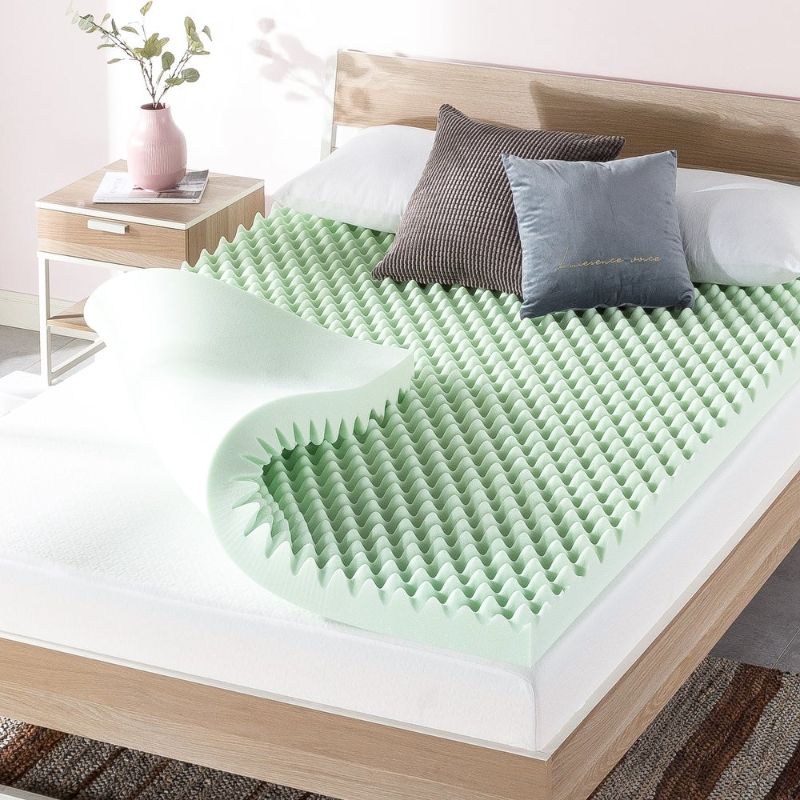 Photo 1 of 4 Inch Egg Crate Memory Foam Mattress Topper with Calming Green Tea Infusion
