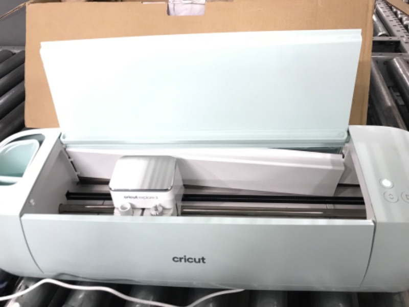 Photo 1 of **DAMAGED, NOT FUNCTIONAL**Cricut Explore 3 - 2X Faster DIY Cutting Machine for all Crafts, Matless Cutting with Smart Materials, Cuts 100+ Materials, Bluetooth Connectivity, Compatible with iOS, Android, Windows & Mac
**DOES NOT FUNCTION, POWERS ON AND O