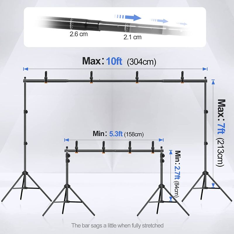 Photo 1 of  Photo Video Studio 10x7Ft (WxH) Adjustable Background Stand Backdrop Support System Kit with Carry Bag