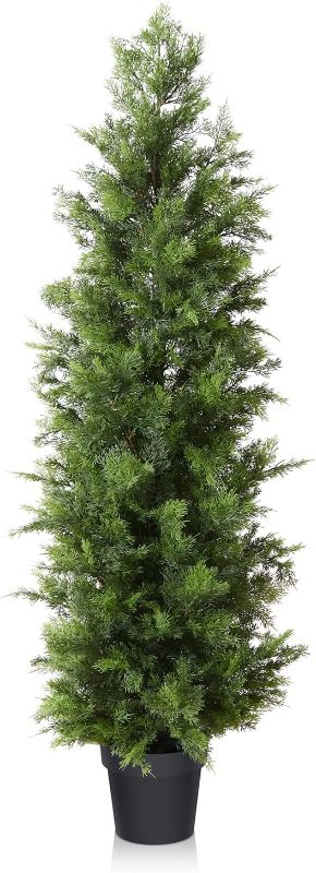 Photo 2 of 
LOMANTO Outdoor Artificial Topiary Cedar Tree Fake Tree 5Ft UV Rated Potted Plants for Porch Decor Faux Pine Tree for Perfect Housewarming Gift