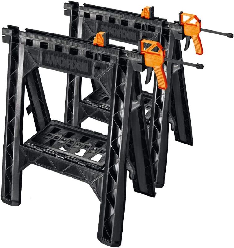 Photo 1 of 
WORX WX065 Clamping Sawhorses with Bar Clamps
Style:Clamping Sawhorse Pair