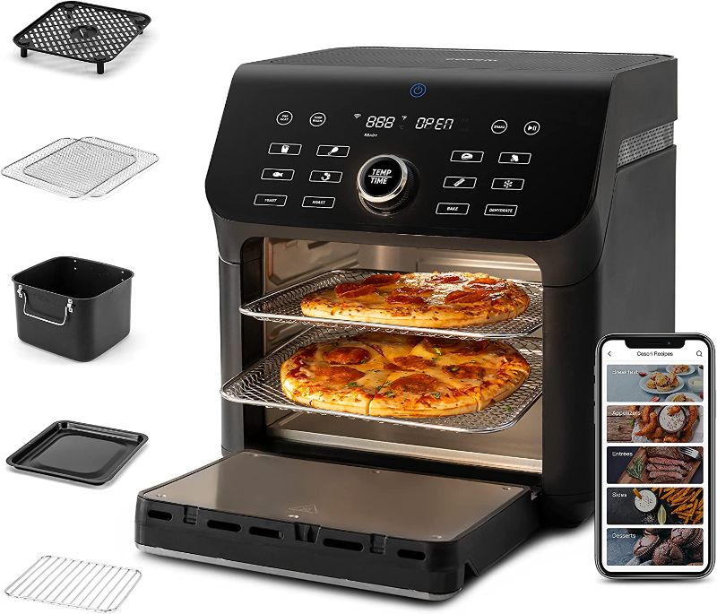 Photo 1 of COSORI Air Fryer Toaster Oven Combo, 10 Qt Family Size 14-in-1 Functions (1000+ APP Recipes), Dishwasher-Safe Accessories with Roast Tray and Dehydrate Racks, Black