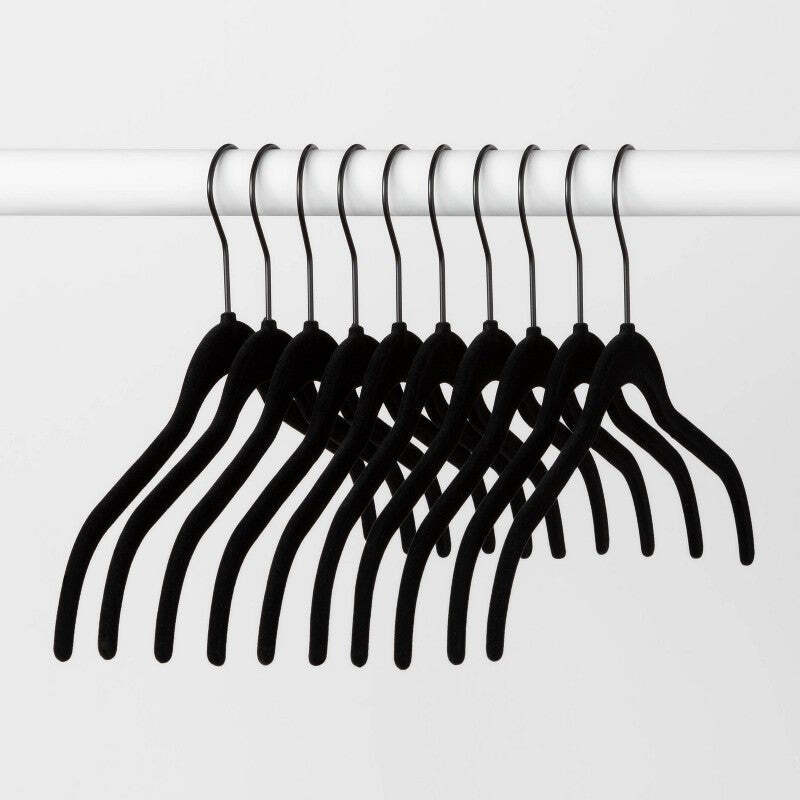 Photo 1 of 10pk Shirt Flocked Hangers Black - Brightroom