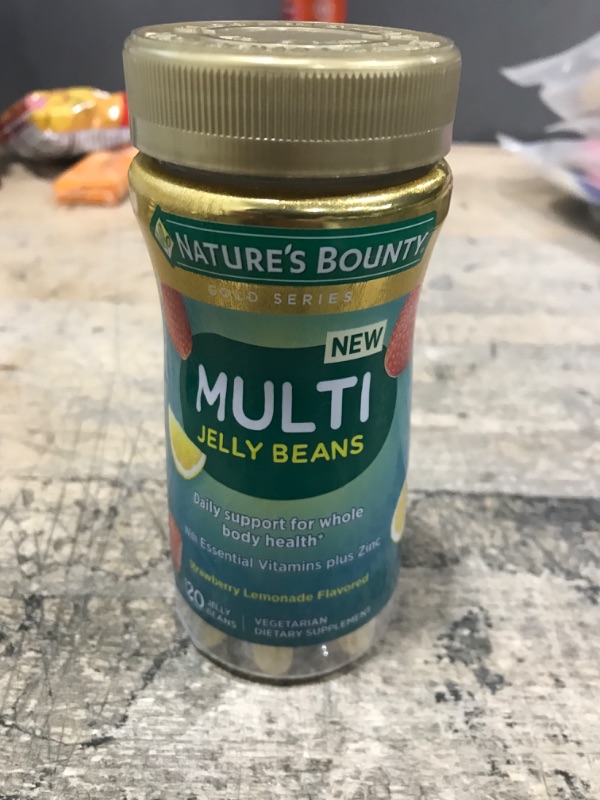 Photo 2 of (EXP: 04/23) Nature's Bounty Multi Jelly Beans, with Zinc, Biotin, Vitamins A, D, E, K, Daily Support for Whole Body Health, Strawberry-Lemonade Flavor, 120 Count