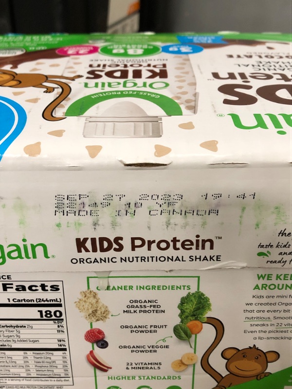 Photo 3 of Orgain Organic Kids Protein Nutritional Shake, Chocolate - 8g of Protein, 22 Vitamins & Minerals, Fruits & Vegetables, Gluten Free, Soy Free, Non-GMO, 8.25 Fl Oz (Pack of 12) Chocolate 8.25 Fl Oz (Pack of 12)