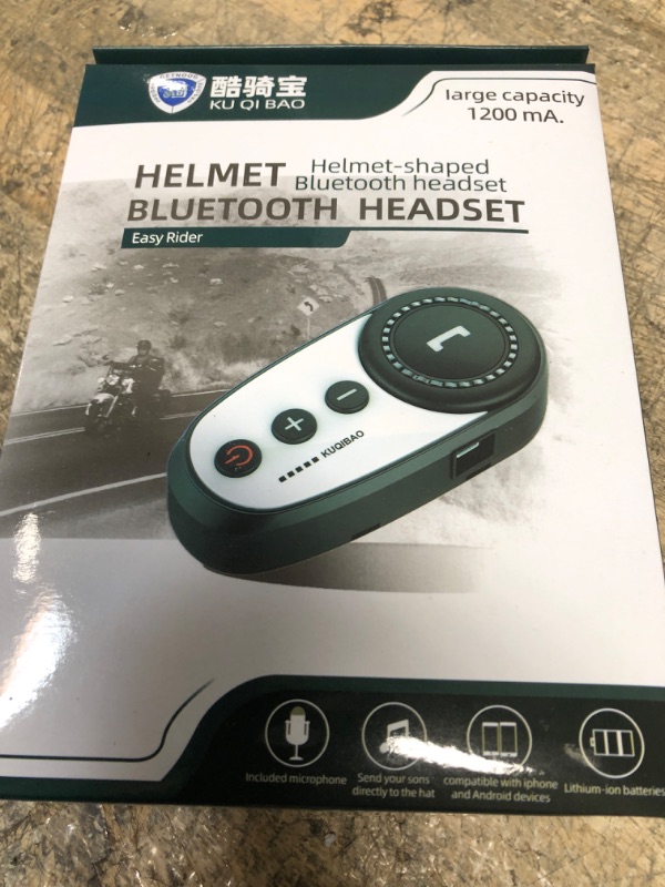 Photo 1 of KUQIBAO?Motorcycle Helmet Bluetooth Headset, Bluetooth 5.0, Waterproof, 1200 mAh Lithium Battery, Long Life, Simple Installation Without Tools (White+Soft Wheat)