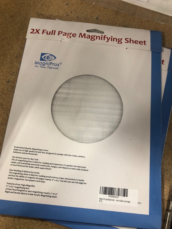 Photo 2 of (pack of 3) MAGDEPO 2X Large Area Magnifying Sheet Rigid Acrylic Full Page for Reading Books, Maps, Newspapers, DIY Solar Concentrator/Projection/Computer Screen Enlarger