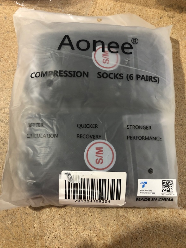 Photo 2 of 6 Pairs Compression Socks for Women & Men Circulation 20-30 MmHg Support for Medical, Running, Cycling, Hiking, Flight Travel (S/M, Model 06)
