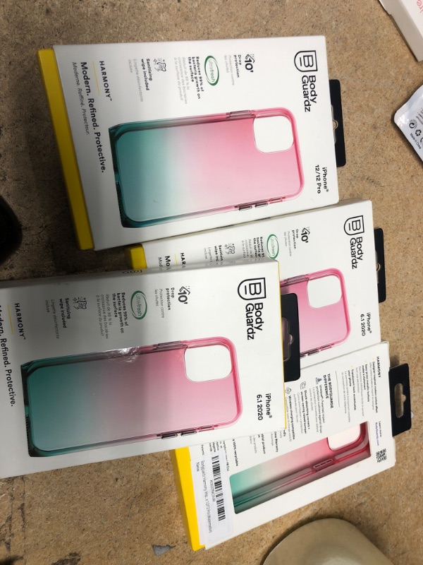 Photo 2 of 4 pack Bundle Bodyguardz Harmony, Impact Resistant Case Compatible with The iPhone 12/12 Pro (Watermelon)