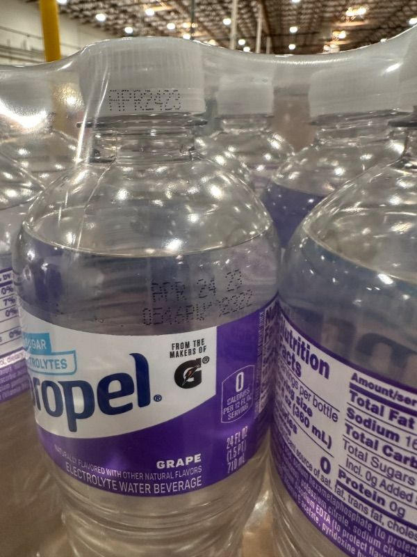 Photo 1 of **BBD: April 24, 2023**
Propel, Grape, 24 Fl Oz (Pack of 12)