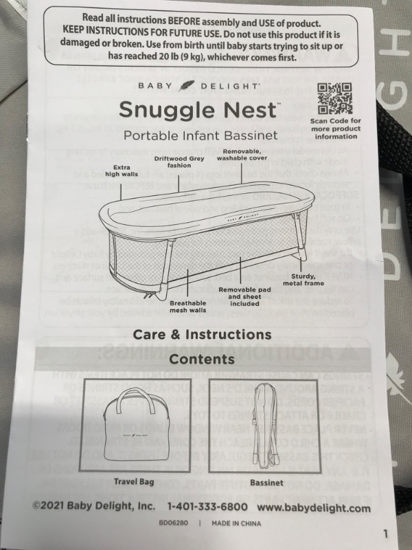 Photo 3 of Baby Delight Snuggle Nest Bassinet | Portable Baby Bed | for Infants 0 – 5 Months | Driftwood Grey
