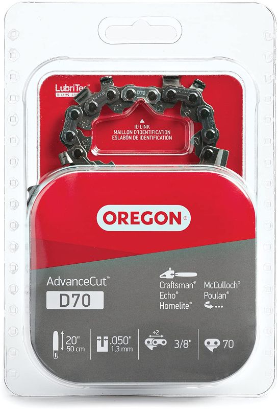 Photo 1 of 
Oregon D70 AdvanceCut Chainsaw Chain for 20-Inch Bar – 70 Drive Links, Replacement Low-Kickback Chainsaw Blade, .050 Inch Gauge, 3/8 Inch Pitch,