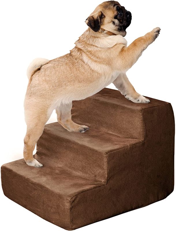 Photo 1 of 
Pet Stairs Collection– Foam Pet Steps for Small Dogs or Cats, 3 Step Design, 2-Tone Removable Cover – Non-Slip Dog Stairs for Home or Vehicle by PETMAKER
Style:Brown
Color:3 Step