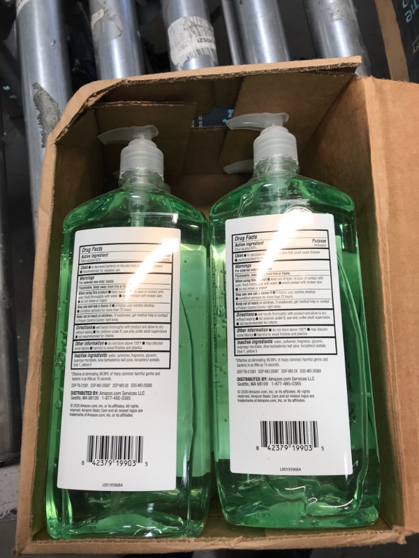 Photo 1 of Amazon Basic Care - Aloe Hand Sanitizer 62%, 34 Fl Oz (Pack of 4) Aloe Vera 34 Fl Oz (Pack of 4)