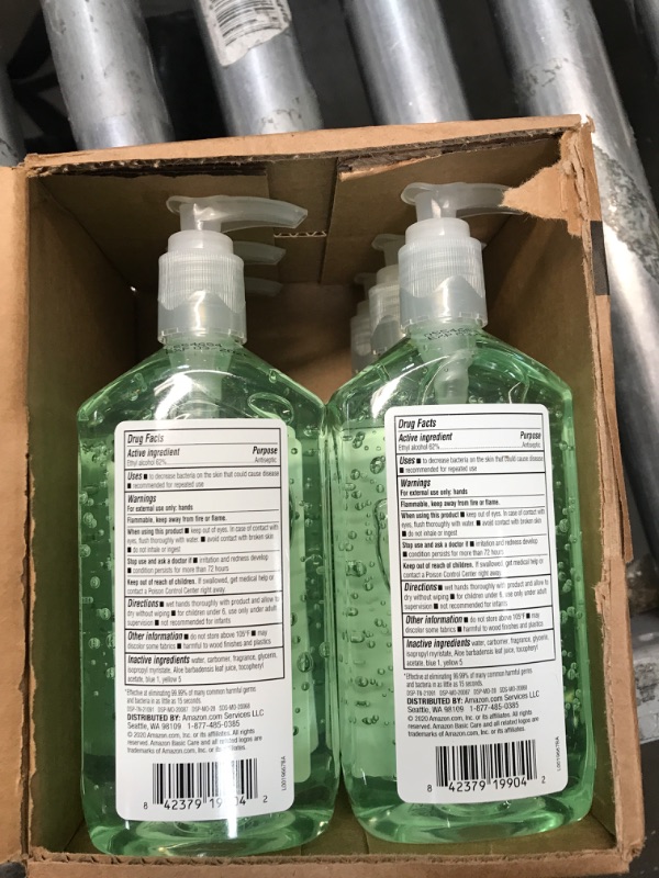 Photo 2 of Amazon Basic Care - Aloe Hand Sanitizer 62%, 12 Fluid Ounce (Pack of 6) Aloe Vera 12 Fl Oz (Pack of 6)