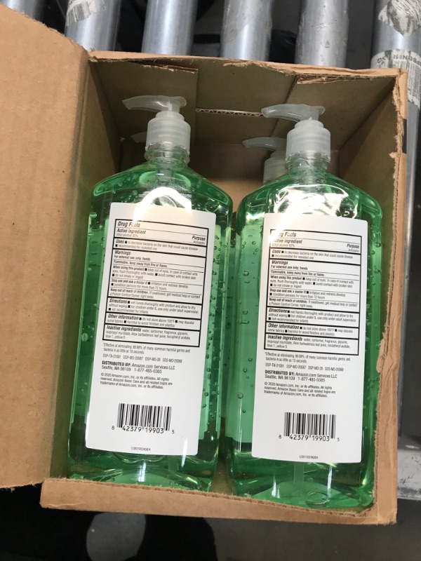 Photo 2 of Amazon Basic Care - Aloe Hand Sanitizer 62%, 34 Fl Oz (Pack of 4) Aloe Vera 34 Fl Oz (Pack of 4)