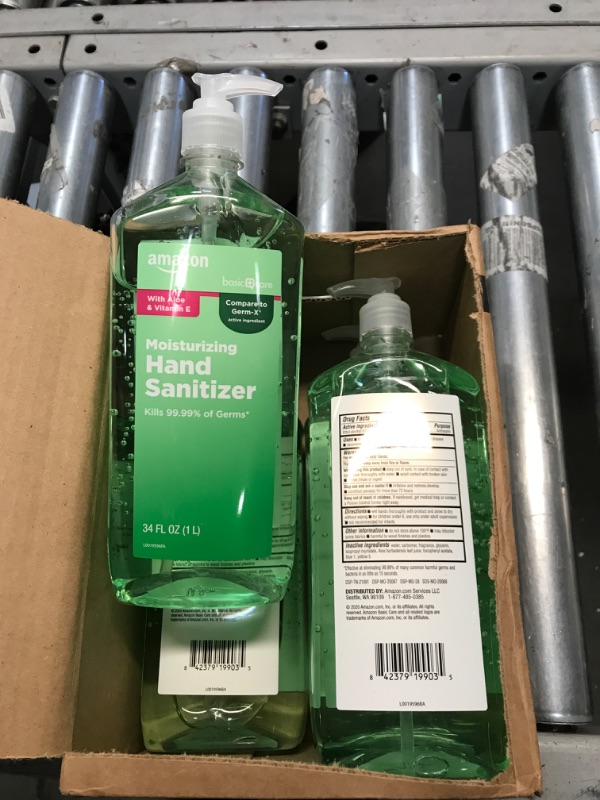 Photo 3 of Amazon Basic Care - Aloe Hand Sanitizer 62%, 34 Fl Oz (Pack of 4) Aloe Vera 34 Fl Oz (Pack of 4)