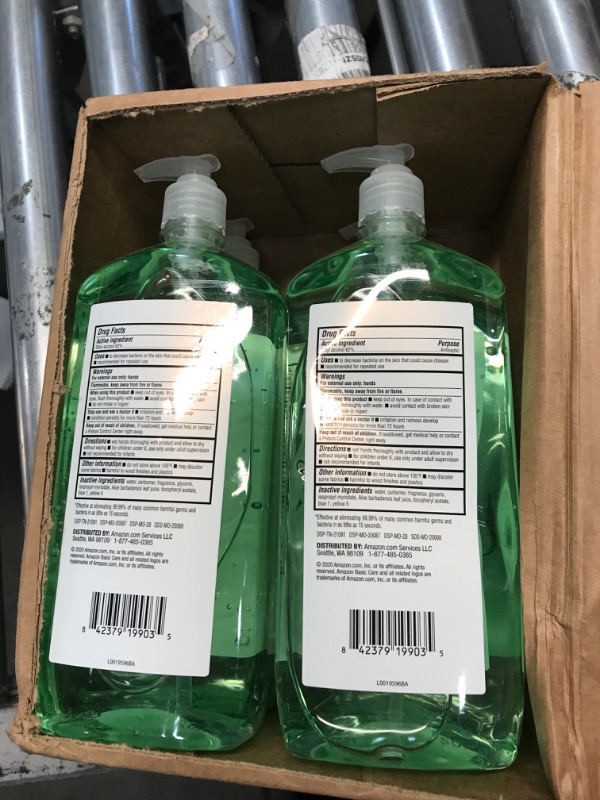 Photo 2 of Amazon Basic Care - Aloe Hand Sanitizer 62%, 34 Fl Oz (Pack of 4) Aloe Vera 34 Fl Oz (Pack of 4)