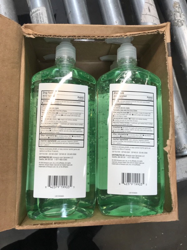 Photo 2 of Amazon Basic Care - Aloe Hand Sanitizer 62%, 34 Fl Oz (Pack of 4) Aloe Vera 34 Fl Oz (Pack of 4)