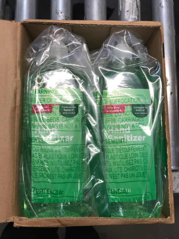 Photo 1 of Amazon Basic Care - Aloe Hand Sanitizer 62%, 34 Fl Oz (Pack of 4) Aloe Vera 34 Fl Oz (Pack of 4)