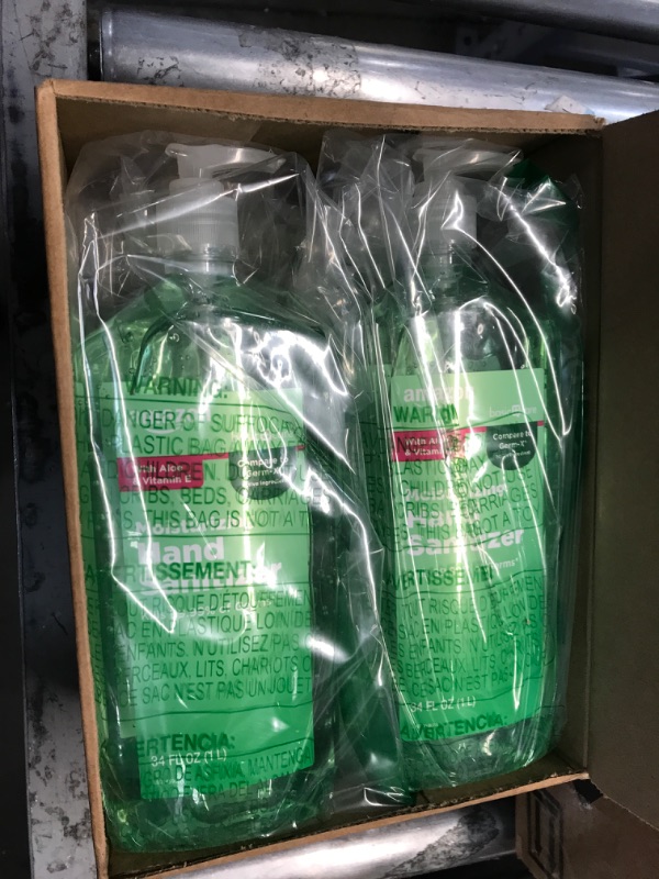 Photo 2 of Amazon Basic Care - Aloe Hand Sanitizer 62%, 34 Fl Oz (Pack of 4) Aloe Vera 34 Fl Oz (Pack of 4)