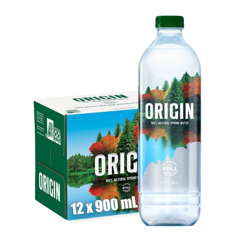 Photo 1 of **EXP: 6/30/2023**
ORIGIN, 100% Natural Spring Water, 900 mL, Recycled Plastic Bottle, 12 Pack Unflavored-12 Pack 30.4 Fl Oz (Pack of 12)