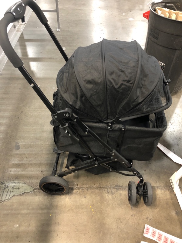 Photo 2 of BABY JOY Baby Stroller, 2 in 1 Convertible Carriage Bassinet to Stroller, Pushchair with Foot Cover, Cup Holder, Large Storage Space, Wheels Suspension, 5-Point Harness (Black)