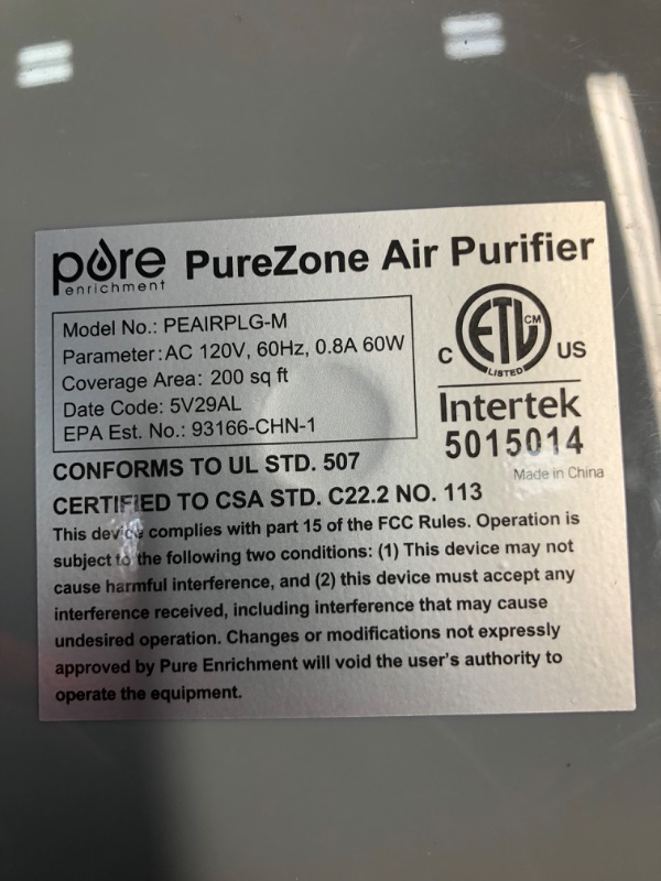 Photo 4 of Pure Enrichment® PureZone™ Air Purifier for Medium-Large Rooms (300 sq. ft.), UV-C Light, 3 Stage Filtration, H13 True HEPA Filter Helps Remove up to 99.97% of Bacteria, Allergens, Germs, Smoke, Dust (Mist Gray)
