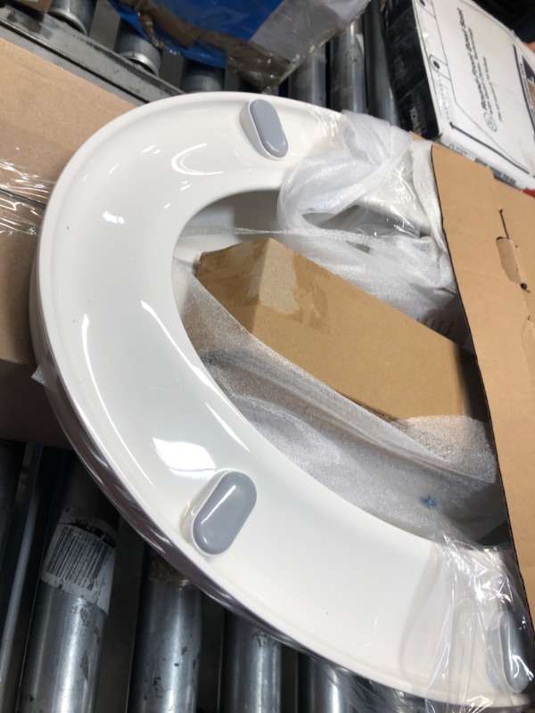 Photo 2 of Elongated Toilet Seat with Cover, Easy to Install and Quick-Release Removable for Cleaning, Soft Close and Never Loosen Stable Hinge, Durable Plastic Toilet Seat with Non-Slip Seat Bumpers, White 18.5" Elongated