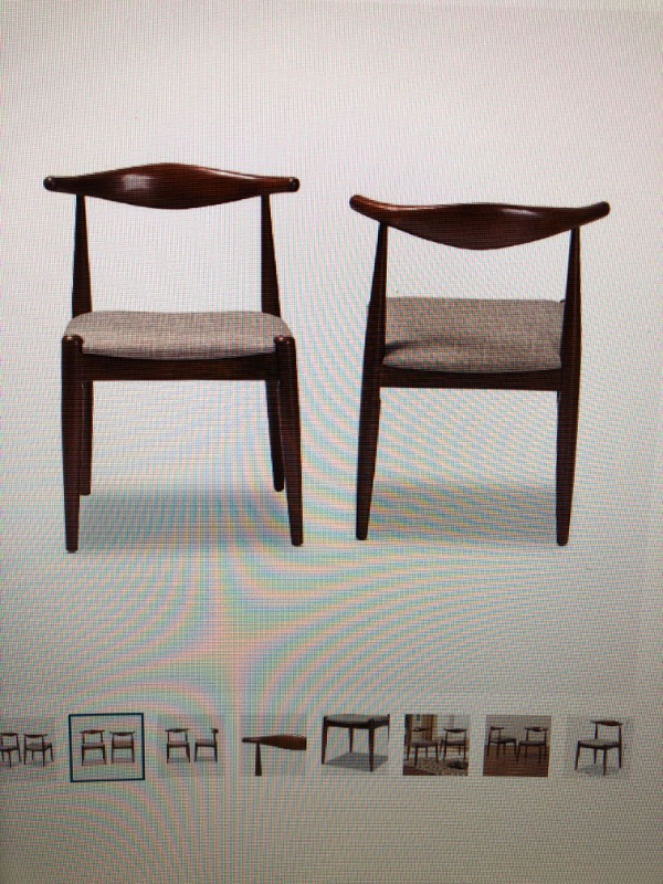 Photo 1 of Set of 2 Baxton Studio Amato Gray Fabric and Walnut Wood Dining Chairs (ligh brown)