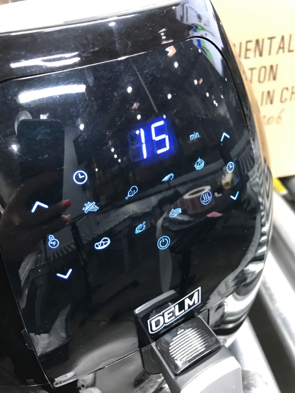 Photo 2 of ***TESTED/ TURNS ON** DELM Air Fryer Electric Hot Oven Oilless Cooker LED Touch Digital Screen with 8 Cooking Functions, Airfryer Preheat and Shake Reminder, Nonstick Basket,deep fryer xl digital, 6.3 QT-Black,beginners recipes included! 6.3 black