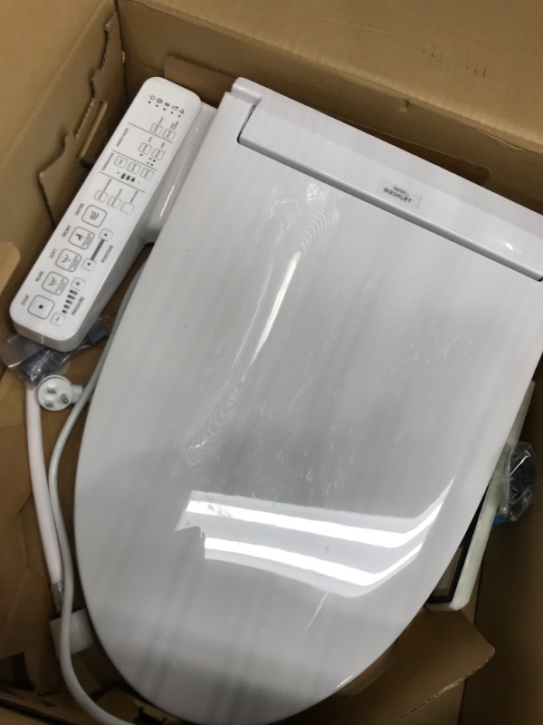 Photo 2 of **NOT ABLE TO TEST** TOTO SW3074#01 WASHLET C2 Electronic Bidet Toilet Seat with PREMIST and EWATER+ Wand Cleaning, Elongated, Cotton White C2 Elongated Cotton White