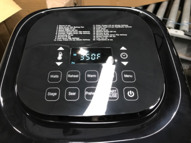 Photo 2 of ***TESTED/ TURNS ON*** Nuwave Brio 8-Qt Air Fryer, Powerful 1800W, Easy-to-Read Cool White Display, 50°-400°F Temp Controls, 100 Pre-Programmed Presets & 50 Memory Slots, Integrated Smart Thermometer, Linear T Technology