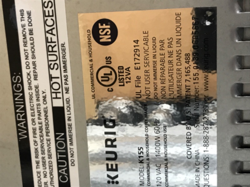 Photo 3 of **DOES NOT TURN ON// PARTS ONLY*** Keurig K155 Office Pro Commercial Coffee Maker, Single Serve K-Cup Pod Coffee Brewer, Silver, Extra Large 90 Oz. Water Reservoir