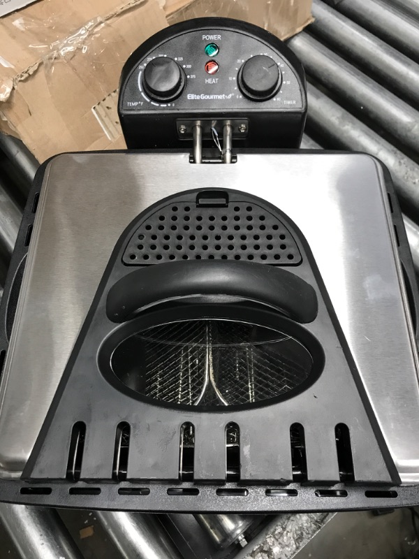 Photo 3 of ***TESTED/ TURNS ON** Elite Platinum EDF-401T Steel Deep Fryer - 1700W - 4 qt - Silver